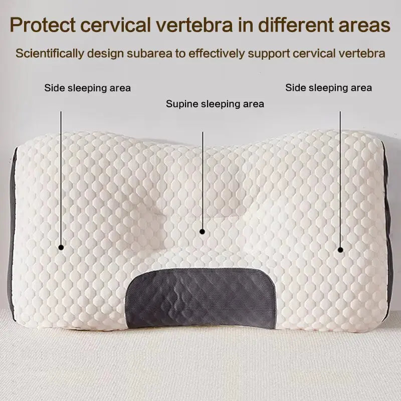 Oreiller cervical orthopédique avec zones de soutien dédiées - dormeur sur le dos et sur le côté pour protection des vertèbres cervicales