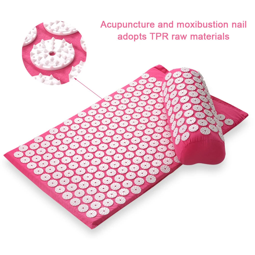 Tapis d'acupression avec picots TPR - coussin d'acupression rose pour soulager le dos et les tensions musculaires
