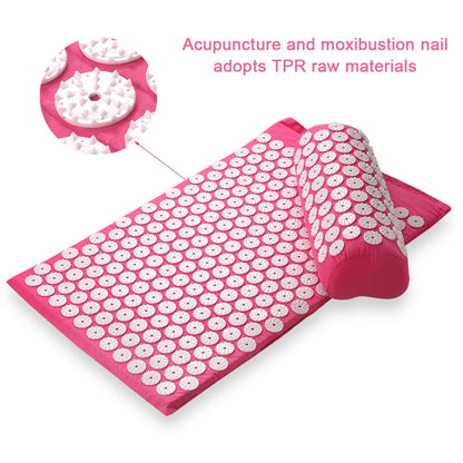 Tapis d'acupression avec picots TPR - coussin d'acupression rose pour soulager le dos et les tensions musculaires