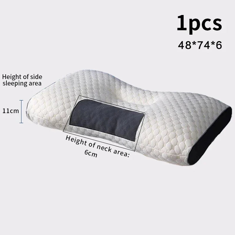Oreiller cervical orthopédique dimensions 48x74cm - hauteur zone cervicale 6cm et zone côté 11cm pour soutien anatomique optimal