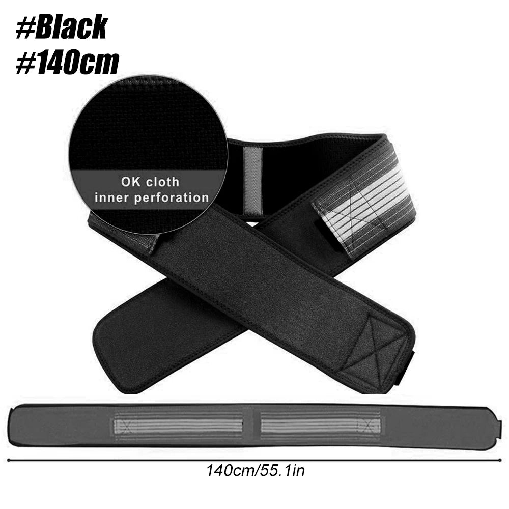 Ceinture sacro-iliaque noire 140cm - tissu perforé respirant pour soutien bassin et lombaires grande taille