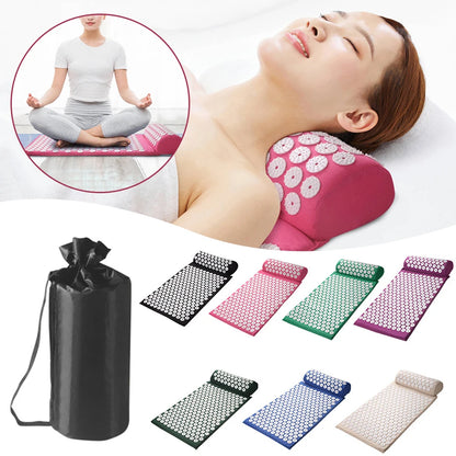 Coffret coussin d'acupression pour cou, dos et pieds - tapis de picots, oreiller cervical et sac de rangement
