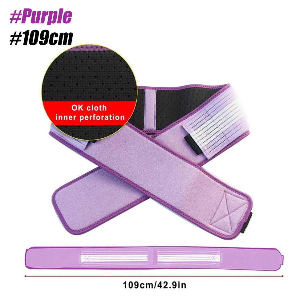 Ceinture sacro-iliaque violette 109cm - tissu perforé respirant pour soutien bassin et lombaires taille compacte