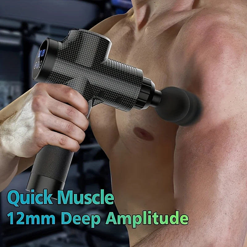 Pistolet massage percussif vitesses réglables - niveaux intensité récupération sportive et détente